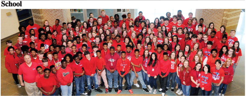 Marion Junior High goes red for National Junior Honor Society