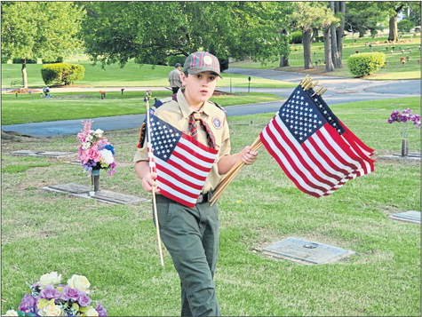 Scouts plant Memorial Day flags