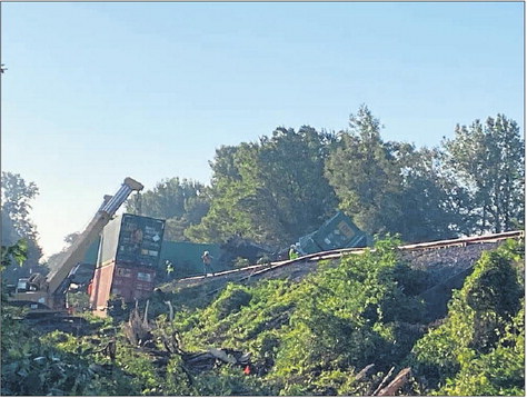 Cargo train derailment in Earle